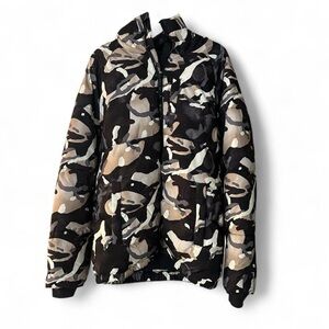 All in Motion XL/14 Black and Gray Camouflage Puffer Jacket Fleece Lined